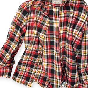 Jachs MFG Co. Plaid Flannel Button‑Up Shirt – Red/Black/Yellow – Size S